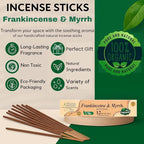 Bless-International-Frankincense-and-Myrrh 100%-Natural-Handmade-Incense-Sticks Organic-Chemicals-Free-for-Relaxation-Positivity-Yoga-Meditation 12-Inches-1-Hour-Plus-Burning-Time-150-Sticks-14-OZ