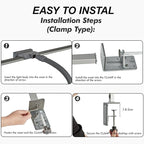 G Keni 3400 Lumen Architect Desk Lamp with Clock for Home Office, 31.5″W x 27″H, Ultra Bright Auto-Fill Brightness Desk Lamps with Timer, Gooseneck Touch LED Light for Work/Study/Read (Clamp)