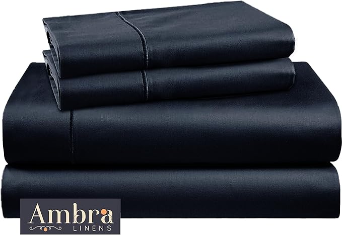 Tencel Sheets 4 Piece Full XL Size - 100% Eucalyptus Lyocell Full XL Sheets Set - Soft, Cooling & Breathable for Hot Sleepers - 16” Deep Pockets Hotel Quality Bedding Set - Black