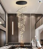 197" Long High Ceiling Chandelier 30-Lights Modern Bubble Crystal LED Light Fixture Dimmable Flush Mount Living Room Ceiling Pendant Light Staircase Foyer Entryway Dining Room Pendant Lighting