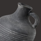 Black Ceramic Vase, Rustic Farmhouse Vase with Handle, 6 inch Terracotta Clay Small Vases, Centerpieces for Dining Table, Living Room, Bedroom, Entryway, Shelf Decor