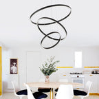Modern Pendant Chandelier, 15.7"-31.4" Black, 3000K High Ceiling Foyer Entryway Light