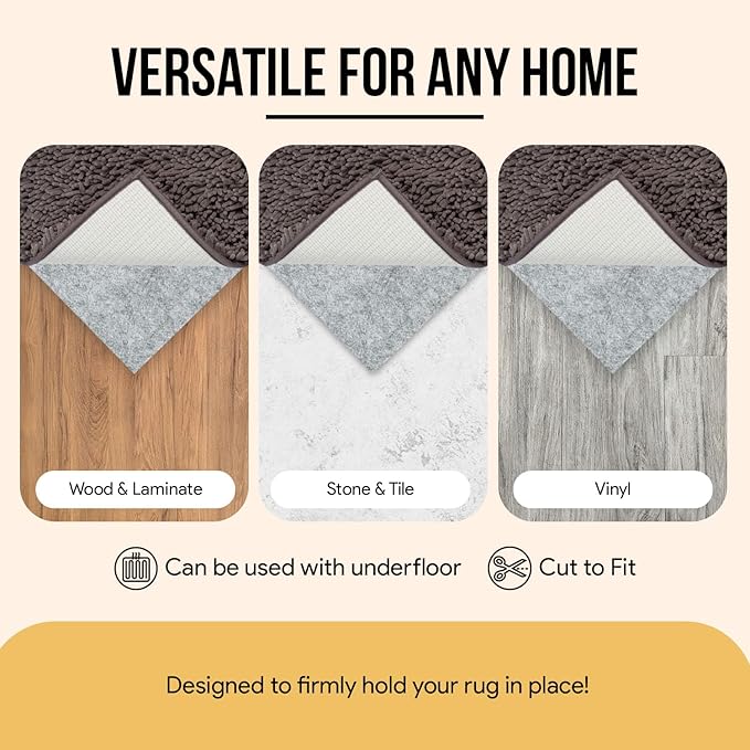 Non Slip Rug Pad 5x7 Feet, 4/25" Thick Felt Cushioned Rubber Rug Gripper Pad for Hardwood, Laminate, Stone, Tile, Wood, Vinyl Floors & Carpet, Anti Skid Under Area Rug Pads