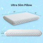 Ultra Thin Pillow 2.75" Stomach Sleeping, Gel Memory Foam Flat Pillow for Stomach and Back Sleepers, Slim Design Memory Foam Pillow with Two-Sided (CertiPUR-US, Standard Size)