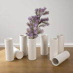 Modern White Ceramic Vase Set of 10 for Living Room Bedroom 7.08'' Minimalist Fresh Small Flower Vases for Bouquet Fake Plant Home Decor Office Fireplace Centerpieces Nordic Style 10 Pack