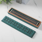 Incense Holder,Ceramic Incense Holder for Sticks with Ash Catcher,Coffin Style Incense Box,Incense Burner for Meditation Yoga Spa Room Decor(Green)