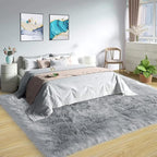 Latepis 8 x 10 Area Rugs for Living Room Grey Faux Fur Rug for Bedroom Fuzzy Washable Sheepskin Rug Fluffy Furry Rugs for Office Entertainment Room Luxury Home Décor