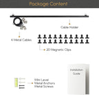 You Have Space Hanging Picture Display Photo Holder with 4 Metal Cable Strings and 20 Magnetic Clips Metal Black