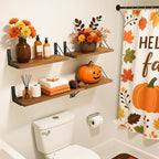 BAYKA Wall Shelves for Bedroom Decor, Floating Wall Shelves for Living Room Kitchen Storage, Wall Mounted Rustic Wood Floating Shelves for Kids Books, Corner Shelf for Bathroom(Rustic Brown，Set of 4)