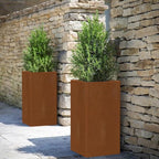 Cor Ten Steel Planter 26 Inch Tall Planter with Drainage Holes, Rust-Resistant/Heavy-Duty Metal Planter Box for Garden, Patio, Porch & Yard (14x14x26in)