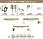 Curtain Rods for 28-68” Windows, Splicing Construction, 1” Adjustable Drapery Rod with Aluminum Alloy Brackets and Finials for Window, Sliding Door, Patio, Living Room Decoration, Antique Bronze