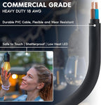 LUXRITE 24FT LED Outdoor String Lights, Commercial Grade Waterproof, 12 Edison S14 Shatterproof Bulbs, IP65, Decorative Hanging for Patio, Backyard, Garden, Cafe, Balcony