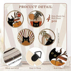 RETRART Boho Black Cat Wall Art Black Cat Room Decor Aesthetic, 4-Piece Farmhouse Geometric Wooden Cat Wall Decor Mid-Century Bohemian Moon Sun Design for Nursery, Bedroom Perfect Cat Lover Gifts