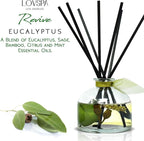 LOVSPA Eucalyptus Reed Diffuser Set for Home, Revive Fresh Eucalyptus, Sage, Citrus & Mint Scent Diffuser with Sticks for Bathroom Shelf Decor Accessories, Top Aromatherapy Gift for Women