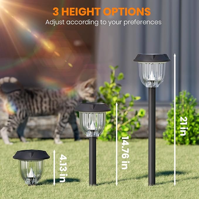 AOSEA Solar Outdoor Lights, IP 65 Waterproof Solar Powered Driveway Lights, Auto On/Off Path Landscape Lighting for Yard, Patio, Landscape, Pathway, Warm White(2 Pack)