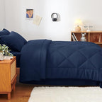 CozyLux Twin Comforter Set with Sheets Navy Blue - 5 Pieces Bed in a Bag Twin, All Season Bed Set for Girls and Boys, Bedding Set with Down Alternative Comforter, Sheets, Pillowcase & Sham