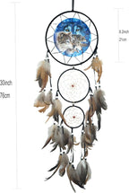 Remorelt Wolf Eagle Bear Dream Catcher Bedroom Wall Decor, Christmas Home Decoration, Room Accessory, White Moon Feather Decoration - Unique Home Craft Wall Pendant (DC07 8Inch 3D Wolf)