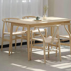 Wishbone Chair Natural Solid Wood Dining Chair/Hans Vegner Y Chair Rattan and Wood Accent Armrest Chairs (Ash Wood + Natural Color)