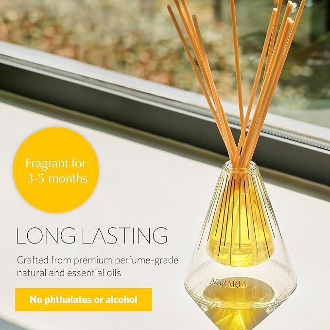 Agraria Golden Cassis Reed Diffuser Set, 12 Reeds Essential Oil Freshener Sticks, Room Diffusers for Home Fragrance, Scented Reed Oil Diffuser Gift