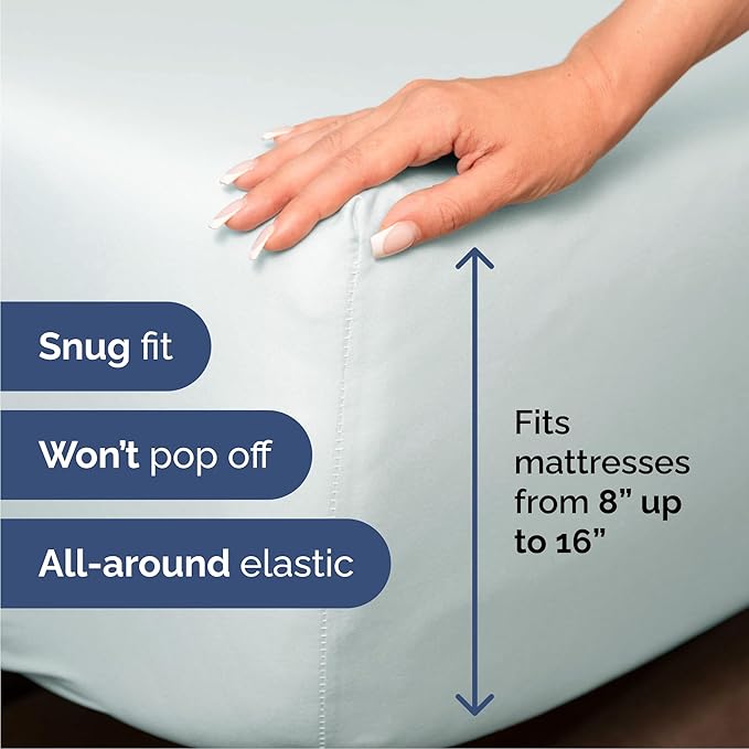 Cal King Sheets Set 6 Piece - Includes 4 Pillowcases - Bed Sheets Cal King Size - Soft Hotel Luxury Bedding - Cooling, Comfy & Breathable - 1 Flat & 1 Fitted & 4 Pillowcases w/ Deep Pockets - Ice Blue