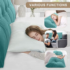 Large Triangular Headboard Pillows Long Backrest Positioning Support Bolster Cushion for Daybed Fluffy Quality Plush Body Wedge Pillow with Removable Cover(Light Blue-Twin/Twin XL-39x8x20 in)