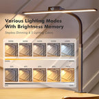 G Keni 3400 Lumen Architect Desk Lamp with Clock for Home Office, 31.5″W x 27″H, Ultra Bright Auto-Fill Brightness Desk Lamps with Timer, Gooseneck Touch LED Light for Work/Study/Read (Clamp)