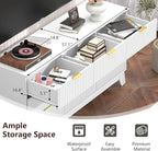 Fluted Dresser for Bedroom,9 Drawer Dresser for Closet,57" Wide Storage Cabinet and Chest of Drawers with Gold Handle,TV Stand,Storage Organizer for Living Room,Hallway,Entryway,White