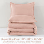 Litanika Comforters Blush Super King Plus Size, 3 Pieces Lightweight Solid Bedding Set & Collections, All Season Fluffy Bed Set (128x120In Comforter & 2 Pillowcases)