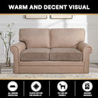 PrinceDeco Velvet Couch Cushion Cover Soft Stretch Cushion Slipcover for Chair Loveseat Sofa Cushion Furniture Protector Seat Cushion Sofa Cover (2 Piece Large Sofa Cushion Covers, Taupe)