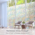 Volcanics Rainbow Window Film - Static Clings, 3D Decals & Stickers for Glass Doors, Heat Control & Anti UV, 35.4 x 98.4 Inches