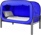 Bed Tent Twin Bed Canopy Portable Dream Tent for Adult Indoor Sleeping Tents with 2 Doors Breathable Private Space Tents, Blue