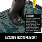 GORILLA GRIP 100% Waterproof All-Season WeatherMax Doormat, US Designed Natural Rubber, Stain and Fade Resistant, Low Profile Indoor Outdoor Door Mats, Easy Clean Patio Mat, 17x29, Green Snowscape