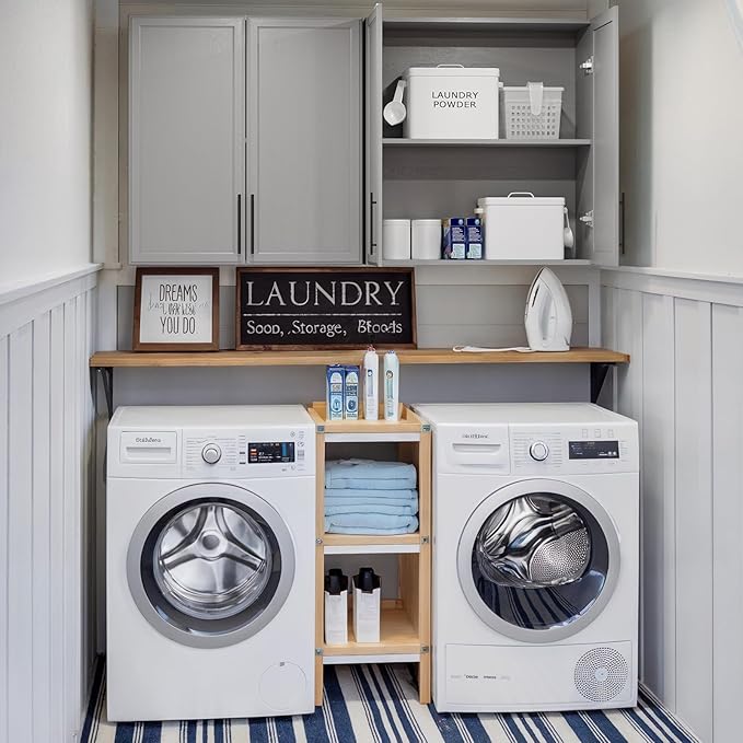 FIMELLO 59" Laundry Room Cabinets Wall Mounted, Kitchen Wall Cabinet with Adjustable Shelf, Wall Cabinets with Doors for Laundry Room, Upper Cabinets for Bathroom, Gray