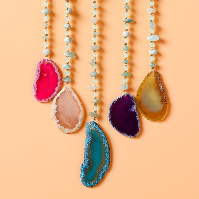 Agate Gemstone Dream Catcher 7 Chakra Tree of Life Dream Catcher with Rainbow Crystal Stones Handmade Dreamcatcher Wall Decor for Adults Boys Girls,Bedroom,Wedding,Garden,Bless Gift(Green Moon)