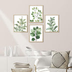 SIGNWIN Framed Green Pastel Forest Fern Leaf Wall Art, Set of 4 Collage Nature Garden Wall Decor Prints, Nature Wilderness Wall Décor for Living Room, Bedroom - 11"x14" Natural