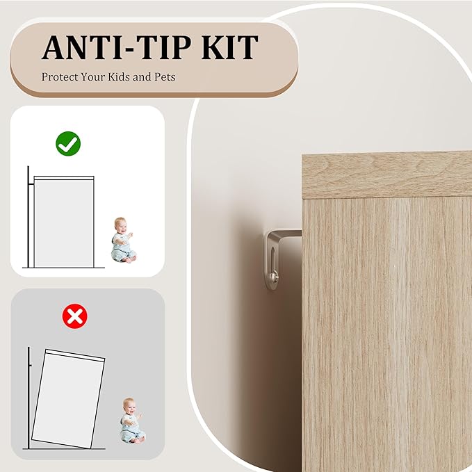 GarveeHome 35.4 in Sideboard Buffet Cabinets with Glass Door, Buffet Cabinet with Storage, Oak Sideboard Cabinet with Drawer, Modern Buffets & Sideboards for Dining Room, Kitchen