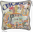 Catstudio Chicago Embroidered Pillow - U.S. City Souvenir Decorative Throw Pillow with Original Artwork for Chicago Lovers, Travel Souvenir