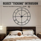 Large Wall Clock for Living Room Decor – 32 Inch Silent Non-Ticking Modern Farmhouse Wall Clock, Oversized Decorative Metal Roman Numeral Clock, Black