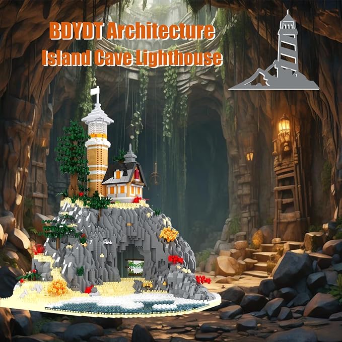Architecture Island Cave Lighthouse Micro Building Blocks Sets（5686PCS）- Building Block Model Gifts and Unique Collectibles Suitable for Children and Adult Creative Enthusiasts
