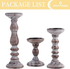 Candle Holder for Pillar Candles: Romadedi Set of 3 Decorative Wood Candlestick Holders, Rustic Wooden Candle Stand for Fireplace Mantle End Table Shelf in Farmhouse Style, Brown 6”, 8.3”, 12”