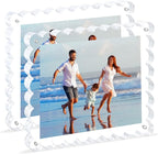 acrylic photo frame- 2Pack Scalloped Picture Frames 8×10 Inch, 15+15mm Thick BlockClear Glass Photo Frame with Thick Block | Modern Home Gift Set (2 Pack, 8X10)