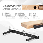 Homeforia White Floating Shelves 24 inch, High End Solid Real Wood 24inch Bathroom Floating Shelf for Wall Mounted, White Wooden 24in Floating Shelves, Heavy Duty Bracket, 24 X 6.5 X 1.75 in, Set of 2