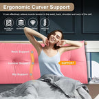 Large Triangular Headboard Pillows Long Backrest Positioning Support Bolster Cushion for Daybed Fluffy Quality Plush Body Wedge Pillow with Removable Cover(Pink -Full-54x8x20in)