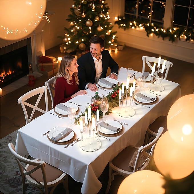 5 Arm Acrylic Candle Holder Stand Elegant Crystal-Clear 3 Tier Stems for Flameless LED Candles Modern Spiral Twist Design, Sturdy 7.09" Round Base Perfect for Weddings & Home Decor (2, Candelabra)