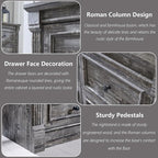 Farmhouse 9 Drawers Dresser for Bedroom, 55" Wide Large Dressers & Chests of Drawers w/Roman Column, Storage Dressers Organizer for Bedroom, Hallway, Living Room, Light Grey