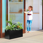 Galvanized Steel Metal Planter Rectangular Indoor Black Planter Box Large Outdoor Planters Steel 25" Lx 11" W x 13" H Commercial Residential for Patio, Deck, Garden
