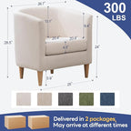 Accent Barrel Chairs Set of 2, Modern Comfy Living Room Chairs with Armrest Small Reading Chair with Cozy Soft Padded for Bedroom Reception Room Cafe,White