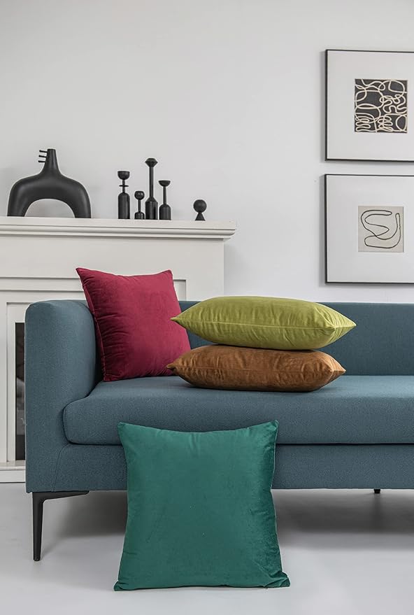 Throw Pillow Cases 12x20 Golden Brown: 2 Pack Cozy Soft Velvet Rectangular Decorative Pillow Covers for Farmhouse Home Decor