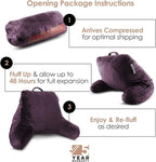 Nestl Reading Pillow Standard Bed Pillow, Back Pillow for Sitting in Bed Shredded Memory Foam Chair Pillow, Reading & Bed Rest Pillows Purple Back Pillow for Bed, Bed Chair Arm Pillow with Pockets