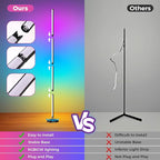 DomeStar RGB Corner Floor Lamp with Remote and App Control, 16 Million Color Changing Sync with Music Sync - Modern Mood Lighting for Bedroom, Living Room Aesthetic Room Decor